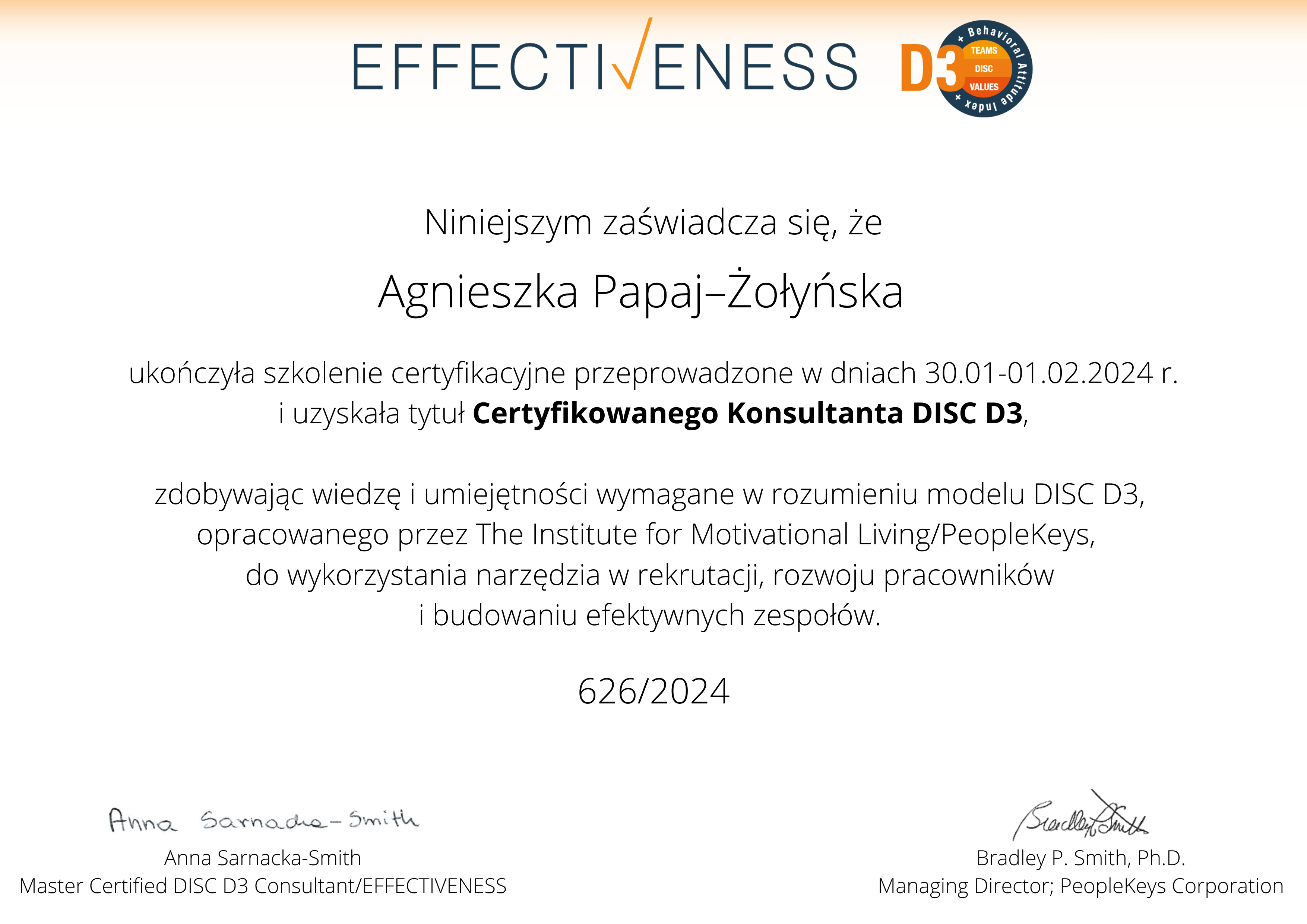 certyfikat disc d3